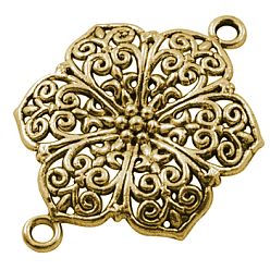 Античное Золото Коннекторы, сплав, тибетский стиль , цветок, античное золото , без свинца и без кадмия, 41x29x2.5 мм, отверстие : 3 мм