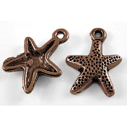 Красная Медь Тибетский стиль сплава морские звезды / морские звезды прелести, без свинца и без кадмия, Красная медь, 16x12 мм, отверстие : 1 мм