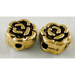 Античное Золото Сплавочные овальные бусины тибетского стиля , без кадмия и без свинца, цветок, античное золото , 5.5 мм диаметром, толщиной 3 мм , отверстие : 1 мм