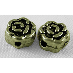 Античная Бронза Сплавочные овальные бусины тибетского стиля , без кадмия и без свинца, цветок, античная бронза , 5.5 мм диаметром, толщиной 3 мм , отверстие : 1 мм