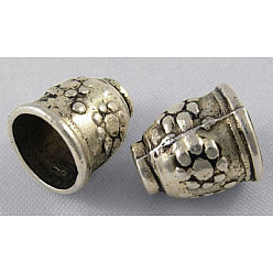 Античное Серебро Тибетский стиль конечные сплава шнур шапки, без кадмия, без никеля и без свинца, античное серебро, 11x10 мм, отверстие : 3 мм, внутренний диаметр: 6.4 мм