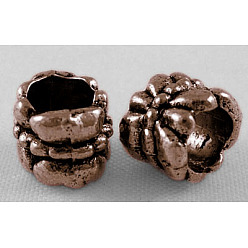 Красная Медь Европейские бусины тибетского стиля , бусины с большим отверстием, колонка, без кадмия, без никеля и без свинца, Красная медь, 6.5x7.5 мм, отверстие : 5 мм