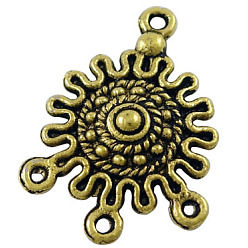 Античное Золото Тибетский стиль компоненты сплава люстра ссылки, плоско-круглые, без кадмия, без никеля и без свинца, античное золото , 27x18x3.5 мм, отверстие : 1.5 мм