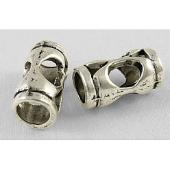 Antik Silber Farbe Tibetischen Stil Hohlkugeln, Bleifrei, Cadmiumfrei und Nickel frei, Kolumne, Antik Silber Farbe, ca. 7.5 mm Durchmesser, 13.5 mm lang, Bohrung: 6 mm