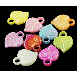 Mixed Color Plating Acrylic Pendants, AB Color, Mixed Color, Heart, about 18mm long, 14mm wide, 4mm thick, hole: 3mm, about 1050pcs/500g