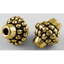 Античное Золото Сплавочные овальные бусины тибетского стиля , античное золото , без свинца и без кадмия, двухконусные, Размер : диаметром около 8 мм , 10 мм длиной, отверстие : 2 мм