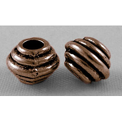 Красная Медь Тибетском стиле сплав Шарики прокладки, рондель, без свинца и без кадмия, Красная медь, 5x6.5 мм, отверстие : 2.5 мм