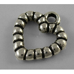 Античное Серебро Сплавочные подвески тибетского стиля, без свинца и без кадмия, сердце, античное серебро, 14 мм длиной, шириной 13 мм , толщиной 2 мм , отверстие : 2 мм