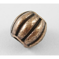 Красная Медь Сплавочные овальные бусины тибетского стиля , дыня, без кадмия, без никеля и без свинца, Красная медь, 9x9.5 мм, отверстие : 3.8 мм