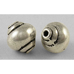 Античное Серебро Сплавочные овальные бусины тибетского стиля , баррель, без свинца и без кадмия, античное серебро, 8.5x8 мм, отверстие : 1 мм