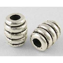 Античное Серебро Сплавочные овальные бусины тибетского стиля , без свинца и без кадмия, баррель, античное серебро, 7x5.5 мм, отверстие : 2 мм