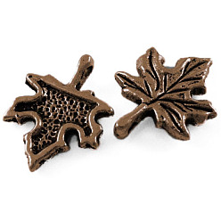 Красная Медь Осенняя тематика подвески из сплава в тибетском стиле, без кадмия, без никеля и без свинца, кленового листа, Красная медь, 17x14 мм, отверстие : 1.5 мм