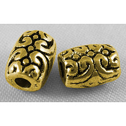 Antique Golden Tibetan Style Beads, Zinc Alloy Beads, Lead Free & Cadmium Free, Column, Antique Golden, 7.5x5mm, Hole: 1.5mm