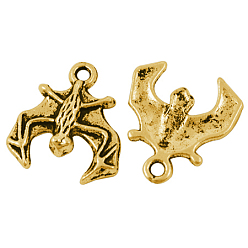 Античное Золото Сплавочные подвески тибетского стиля, без свинца и без кадмия, Хэллоуин, летучая мышь, античное золото , 18x17.5x3 мм, отверстие : 2 мм