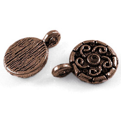 Красная Медь Подвески из сплава в тибетском стиле, без свинца и без кадмия, Красная медь, 13x9 мм, отверстие : 1.5 мм