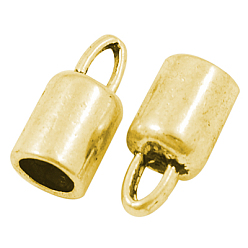 Antique Golden Tibetan Style Alloy Cord Ends, Lead Free and Cadmium Free, Tube, Antique Golden, 13.8x6.5mm, Hole: 1.9mm, Inner Diameter: 4mm