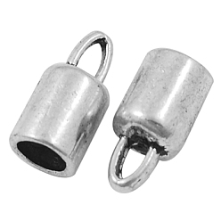 Antique Silver Tibetan Style Alloy Cord Ends, Lead Free and Cadmium Free, Tube, Antique Silver, 13.8x6.5mm, Hole: 1.9mm, Inner Diameter: 4mm