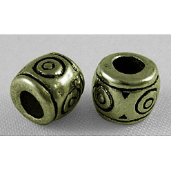 Античная Бронза Бусины тибетского стиля , цинковых сплавов, без свинца и без кадмия, колонка, античная бронза, 6x6.5 мм, отверстие : 2~3 мм
