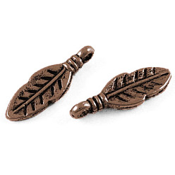 Красная Медь Сплавочные подвески тибетского стиля, лист, без кадмия, без никеля и без свинца, Красная медь, 17x6x1.5 мм, отверстие : 1 мм