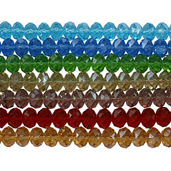 Mixed Color Handmade Glass Beads, Imitate Austrian Crystal, Faceted Abacus, Mixed Color, 10x7mm, Hole: 1mm, about 72pcs/strand