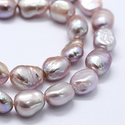 Sienna Natural Cultured Freshwater Pearl Beads Strands, Two Sides Polished, Sienna, 6~8x5.5~6.5mm, Hole: 0.6mm, about 42~45pcs/strand, 13.39~13.58 inch(34~34.5cm)