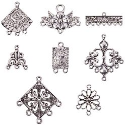 Antique Silver Tibetan Style Chandelier Component Links, Mixed Shapes, Antique Silver, 8.2x8.2x2.7cm