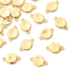 Real 18K Gold Plated SHEGRACE Brass Connector Charms, Flat Round Links, Cadmium Free & Lead Free & Nickel Free, Real 18K Gold Plated, 12x7x1.5mm, Hole: 1.2mm