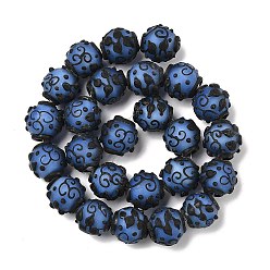 Васильковый Бусины лэмпворк , круглая с цветком, васильковый, 436 мм, около 25 шт / нитка