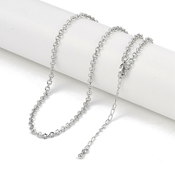 Платина Стойка покрытие латунь текстурированный кабель цепи ожерелья для женщин, долговечный, без свинца и без кадмия, платина, 15.98 дюйм (40.6 см)