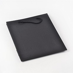 Black Rectangle Kraft Paper Bags, Gift Bags, Shopping Bags, with Nylon Cord Handles, Black, 33x28x10cm