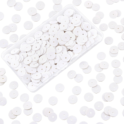 Blanc 1.5 brins de perles en pâte polymère faites à la main, perles heishi, disque / plat rond, blanc, 18x1~2mm, Trou: 2.5mm, Environ 256~265 pcs/chapelet, 14.76 pouces ~ 15.35 pouces (37.5 cm), 1.5 brin / boîte