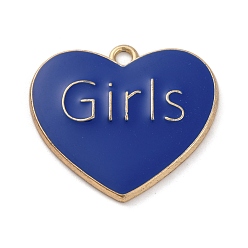 Сердце Подвески из эмали и сплава, золотые, слово девочки, сердце, 27x30x2.5 мм, отверстие : 2.5 мм