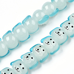 Небесно-голубой Бусы лэмпворк ручной работы, собака, голубой, 11x15.5x16 мм, отверстие : 2 мм, около 40 шт / нитка, 17.52 дюйм (44.5 см)