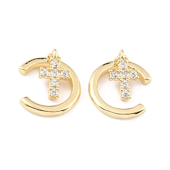 Настоящее золото 18K Серьги-манжеты из циркония, долговечный, Кольцо и крест, реальный 18 k позолоченный, 13.5x2 мм