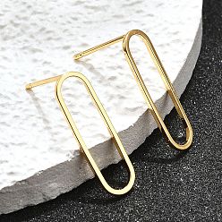 Настоящее золото 18K Латунь серьги, без никеля , реальный 18 k позолоченный, овальные, 20x6 мм, штифты : 0.8 мм