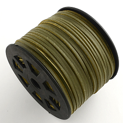Olive Faux Suede Cord, Faux Suede Lace, with Imitation Leather, Olive, 3x1mm, 100yards/roll(300 feet/roll)