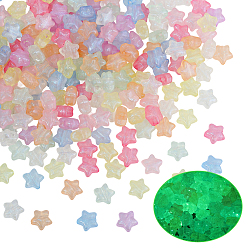 (52) Непрозрачная лаванда 300 шт. Светящиеся акриловые бусины, блеск бисера, светится в темноте, звезда, разноцветные, 10x10.5x6 мм, отверстие : 2 мм