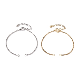 Золотой & Цвет Нержавеющей Стали 2 шт. 2 цвета 304 изготовление браслета-слайдера из нержавеющей стали, с цепочками роло и латунными скользящими бусинами, золотые и нержавеющая сталь цвет, 6-7/8 дюйм (17.4 см), 1 шт / цвет