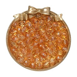 Оранжевый 50шт 1 набор стеклянных бусин, прозрачный, круглые, граненые, оранжевые, 9.5~10x9 мм, отверстие : 1.6 мм