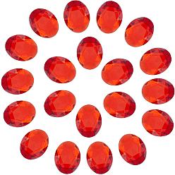 Красный Акриловые горные хрусталь плоские задние кабошоны, граненые, Дно посеребренные, овальные, красные, 40x30x7~7.5 мм, 20 шт / коробка