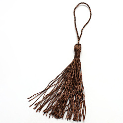 Coconut Brown Polyester Tassel Decorations, Pendant Decorations, Coconut Brown, 130x6mm, Tassel: 70~90mm