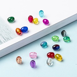 Mixed Color 18 Colors Transparent Crackle Glass Beads, Oval, Mixed Color, 8x5.5~6mm, Hole: 1mm, 18 colors, 45pcs/color, 810pcs/box