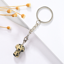 Далматинских Джаспер Брелок для ключей из натуральной далматинской яшмы с грибами, с железной фурнитурой, 9 см