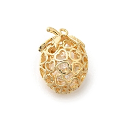 Настоящее золото 18K Латунь с кубическим цирконием подвеской, без кадмия, без никеля и без свинца, клубника с сердечками, реальный 18 k позолоченный, 22.5x16x15 мм, отверстие : 1.5 мм