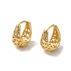 Настоящее золото 18K Серьги-кольца из латуни с микропаве и прозрачным циркониевым покрытием для женщин, без кадмия и без свинца, долговечный, реальный 18 k позолоченный, 17x8 мм