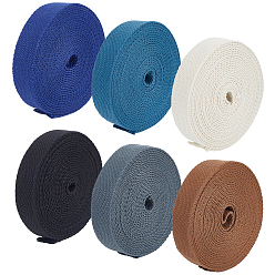 Gemischte Farbe 6 Farben flaches Polycottonband, Bekleidungszubehör, Geschenkpapier, Gemischte Farbe, 1 Zoll (25 mm), über 4.9~5 Meter/Farbe
