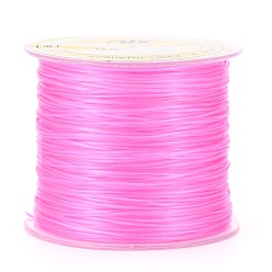 Ярко-Розовый Японский плоский эластичный хрустальный шнур, полиэфирная нить, для изготовления браслетов-стрейч ювелирных изделий из драгоценных камней, ярко-розовый, 0.5 мм, около 65.6 ярдов (60 м) / рулон