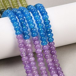 Смешанные камни Окрашенные природные белый нефрит бисер пряди, рондель, разноцветные, 6x4 мм, отверстие : 1 мм, около 95 шт / нитка, 15.31'' (38.9 см)