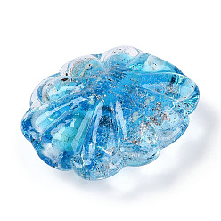 Темно-Голубой Светящиеся бусины лэмпворк из золота и песка ручной работы, светится в темноте, цветок, глубокое синее небо, 26~29.5x22.5~26x10.5~11.5 мм, отверстие : 1.4~2 мм