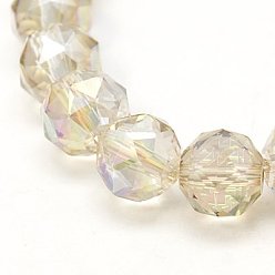 Лимонный шифон Стеклянные бусины с гальваническим покрытием , с полным покрытием цвета радуги, граненые, круглые, лимонный шифон, 10 мм, отверстие : 1 мм